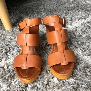 Brown leather Madewell block heel
